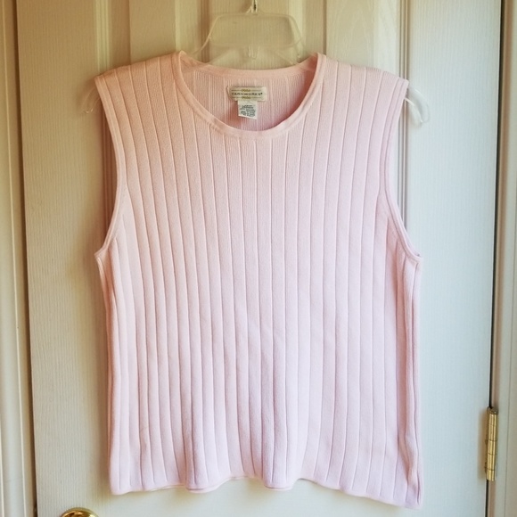 NWOT YARNWORKS BABY PINK KNIT SHELL SZ L - Picture 1 of 4